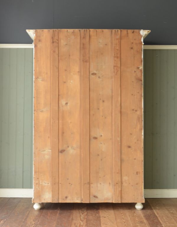 アンティーク家具 フレンチアンティークの収納家具、ミラー付きキャビネット(ワードローブ)。裏側は木肌の色です。(d-1055-f)