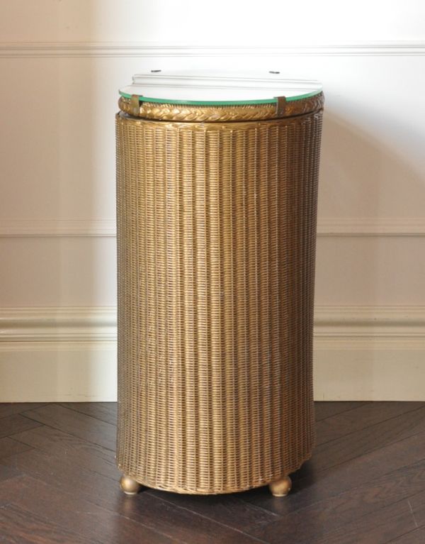 ロイドルーム アンティーク家具 アンティーク家具、ビーンズ型のロイドルームボックス(ゴールド)。サイドはこんな感じです。(d-1096-f)