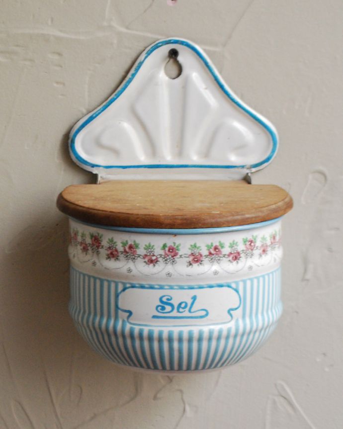 フランス輸入のBB社アンティークのホーローセル缶（ローズガーランド