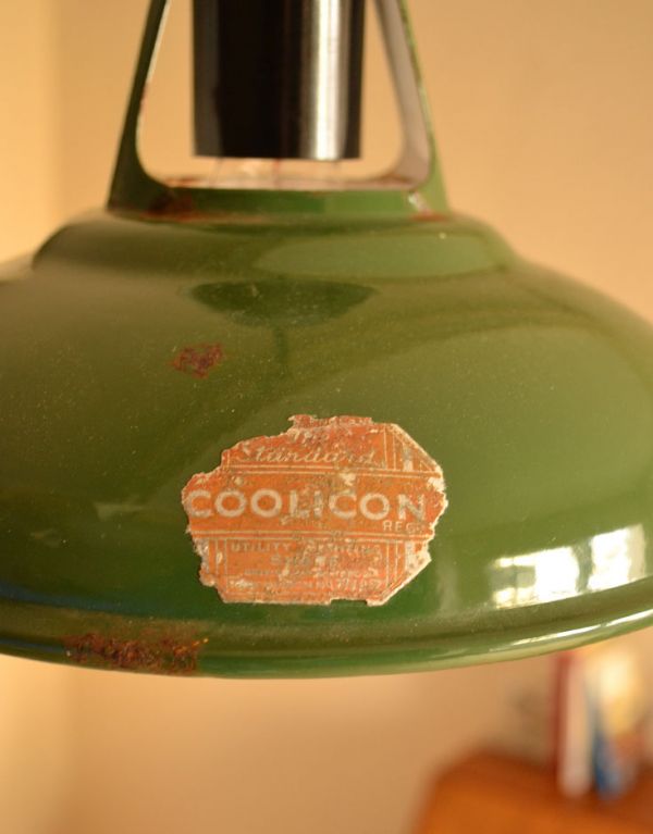 アンティークの照明 照明・ライティング アンティークのホーローペンダントライト。ステッカーがそのまま残っていました。(d-1189-z)