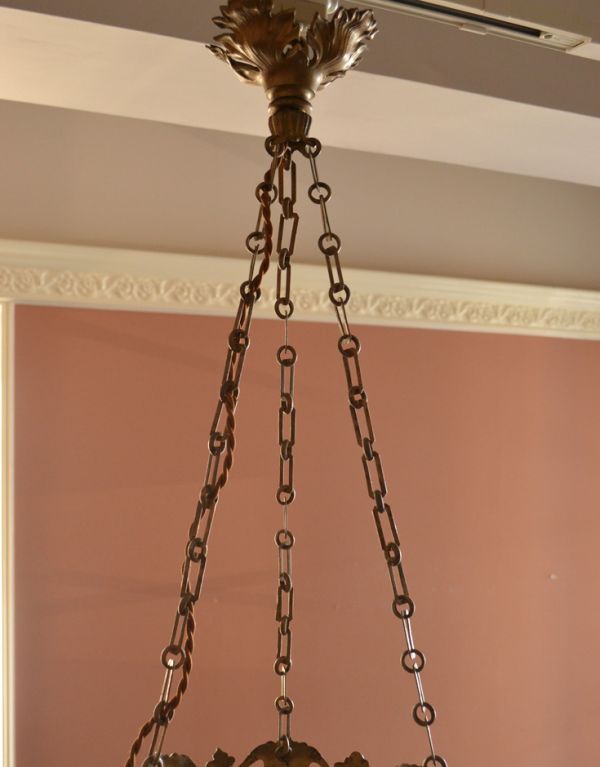 シャンデリア 照明・ライティング イギリスから届いたアンティークハンギングボウル(照明)。引っ掛けシーリングタイプでお届けいたします。(d-1192-z)