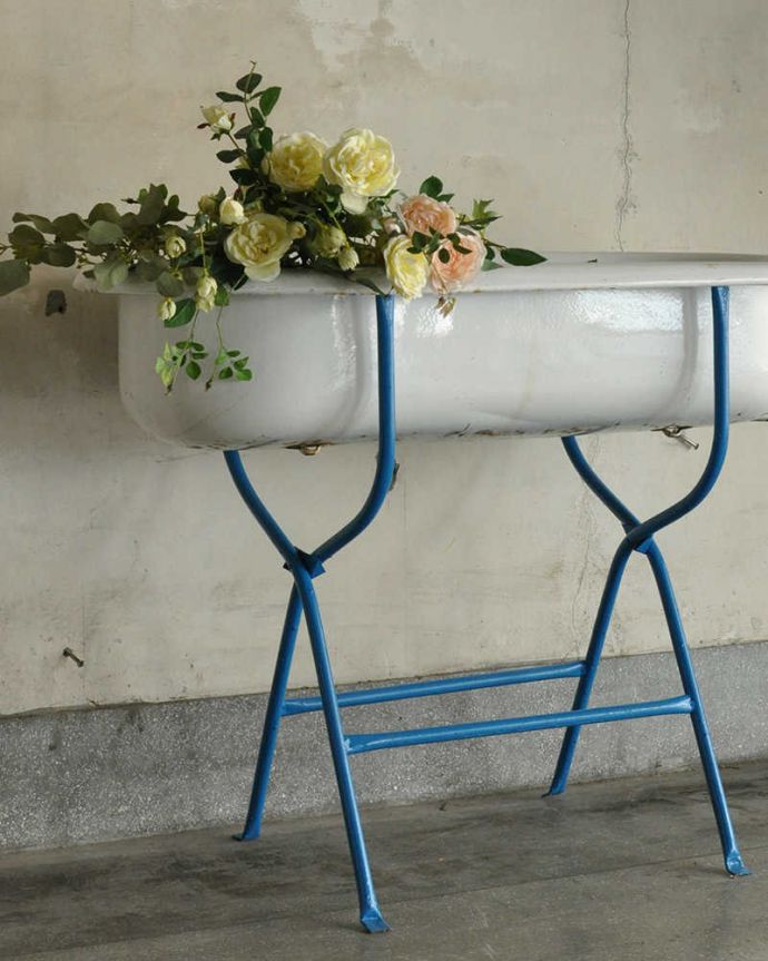 アンティークベビーバス アンティーク ベビーバス（白脚）～【パインフラットアンティーク】