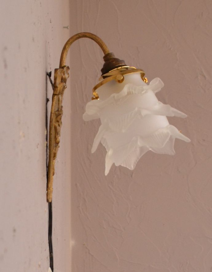 壁付けブラケット　照明・ライティング　壁に付けて楽しむアンティークのウォールブラケット（照明）（Ｂ22丸球付）。壁のお洒落を楽しむのにはピッタリな存在感です。(d-1412-z)