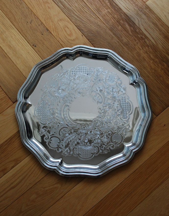 アンティークの銀雑貨、シルバーのサルヴァ（銀盆）(d-1423-z