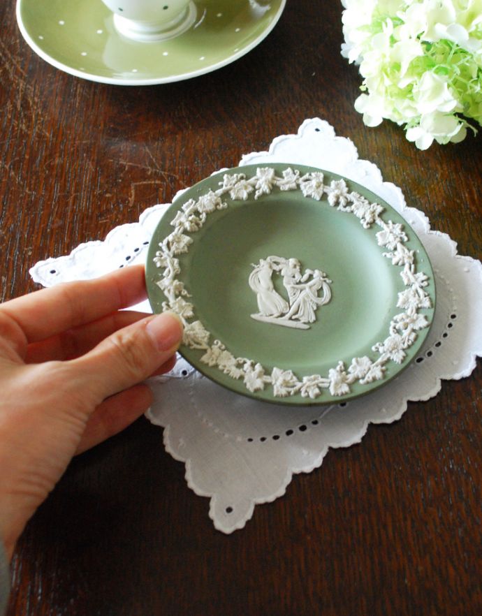 アンティークウェッジウッド、ジャスパーウェアのアッシュトレイ（灰皿