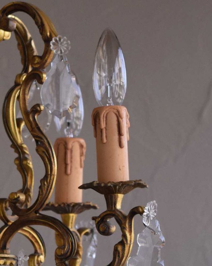 シャンデリア 照明・ライティング フランスで買い付けてきたアンティーク シャンデリア(4灯)(E17シャンデリア球付)。オーバーホール済みなので安心してお使い頂けます。(h-359-z)