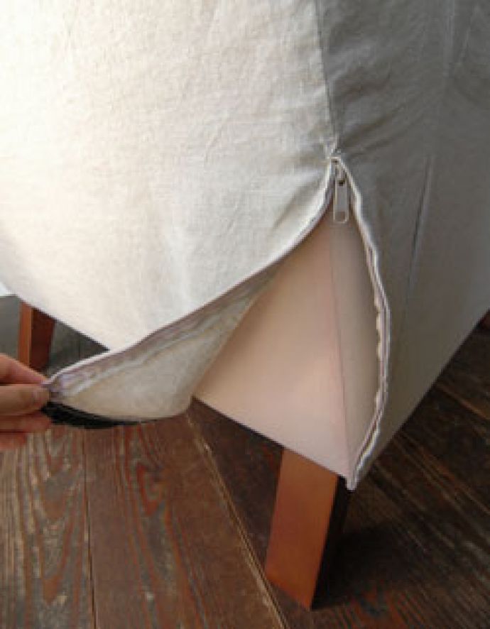 Handleオリジナル　アンティーク風　Handleオリジナルリネンソファ、洋書スタイルのお部屋には１人掛けソファ。本体のカバーも、もちろん全て取り外せます。(hos-04-a)