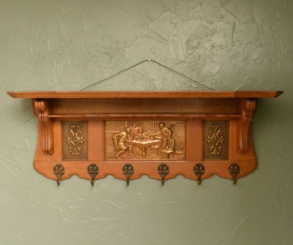 ウォールシェルフ・ウォールハンガー　アンティーク家具　アンティークの壁付け家具、フランスのおしゃれなウォールハンガー。木製で存在感のある本格的なインテリアです。(j-1302-f)