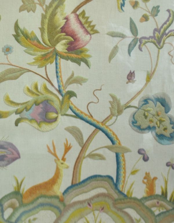 アンティーク家具 大人っぽい珍しいアンティーク家具、イギリスのスクリーン。優しい色使いのイラストです。(j-1310-f)