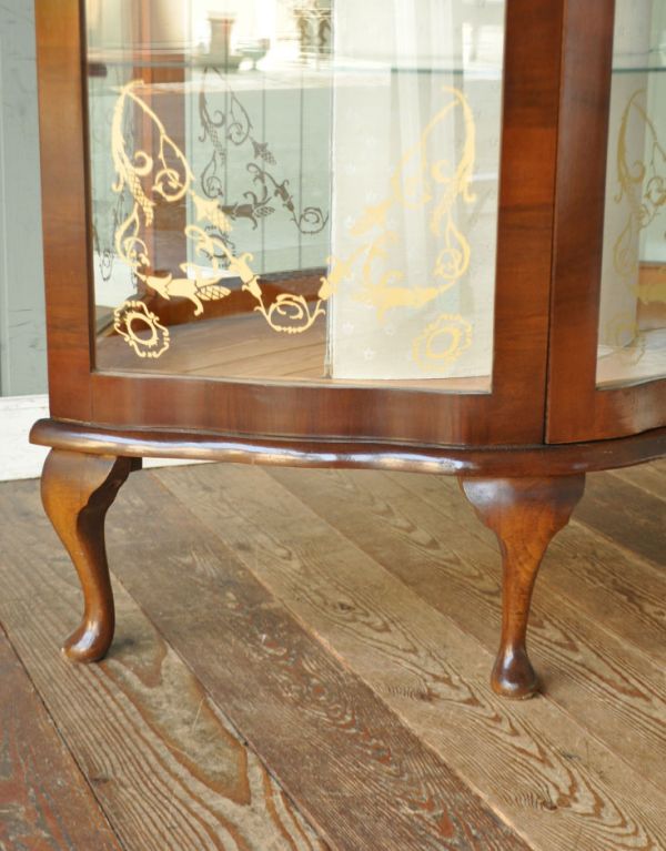 アンティークのキャビネット　アンティーク家具　英国スタイルの家具、ミラーとガラスが輝くアンティークショーケース 。きちんと支えます。(j-1321-f)