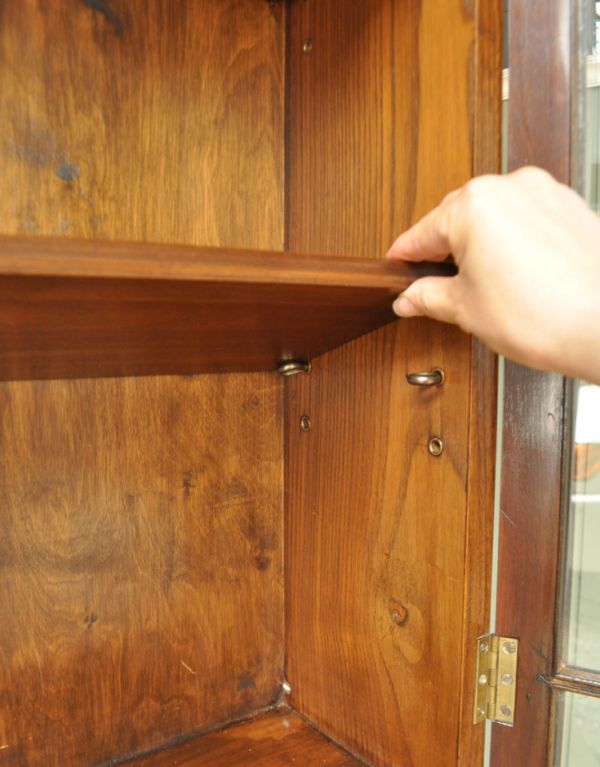 サイドバイサイド アンティーク家具 ガラスのキレイなアンティーク収納家具、英国のブックビューロー(本棚とデスク)。棚板も取り外し可能です。(j-1325-f)