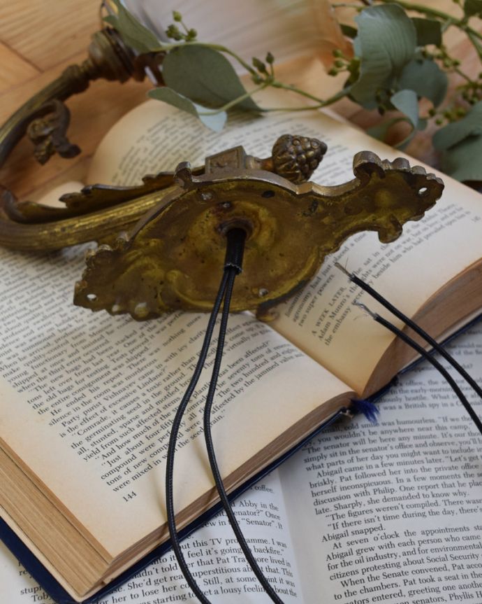 壁付けブラケット 照明・ライティング エレガントで美しいフランスのアンティークウォールブラケット(E17シャンデリア球付)。※配線に直結するので、電気屋さんによる取り付け工事が必要です。(j-133-z)