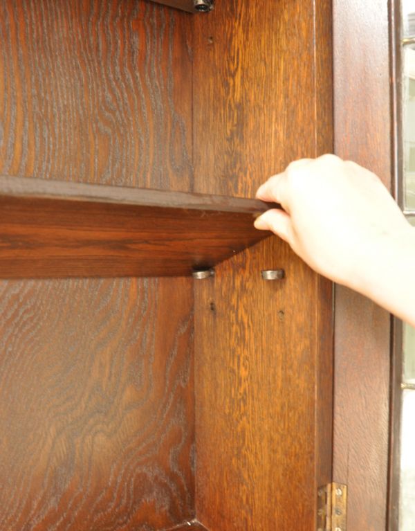 サイドバイサイド アンティーク家具 ガラスのアンティーク収納家具、英国のブックビューロー(本棚とデスク)。棚板も取り外し可能です。(j-1336-f)