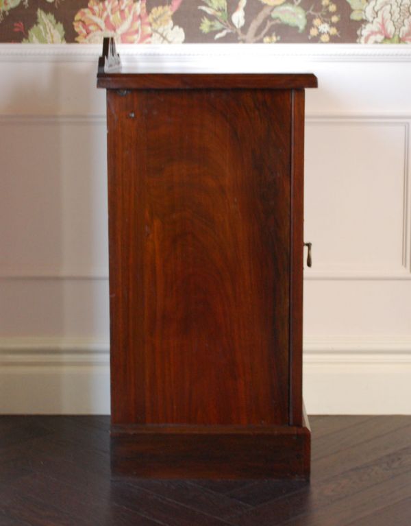 アンティークのキャビネット　アンティーク家具　かっこいいイギリスのアンティーク家具、キャビネットを兼ねたナイトテーブル。サイドから見ても絵になる美しさです。(j-1413-f-1)