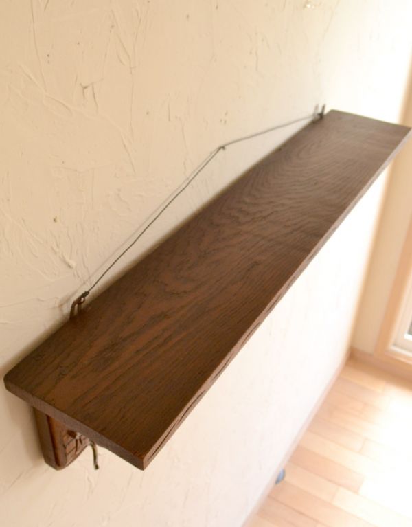 ウォールシェルフ・ウォールハンガー　アンティーク家具　アンティークの壁付け家具、フランスから届いた素敵なミラー付きウォールハンガー 。たっぷりとディスプレイができる天板です。(j-1537-f)