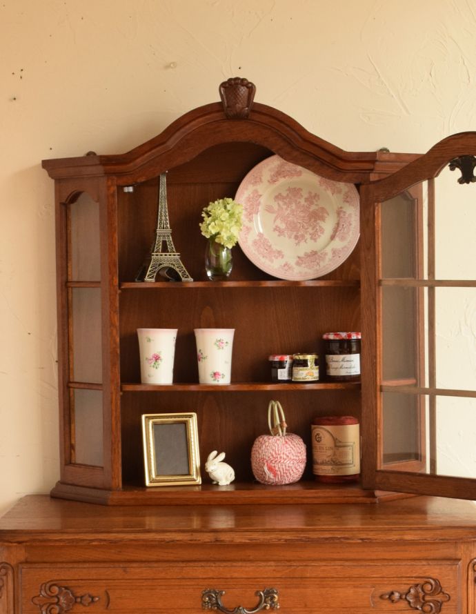 ウォールシェルフ・ウォールハンガー　アンティーク家具　フランスのアンティーク家具、ウォールキャビネット（壁付け棚）。落ち着いた雰囲気が美しいウォールキャビネット。(j-1552-f)
