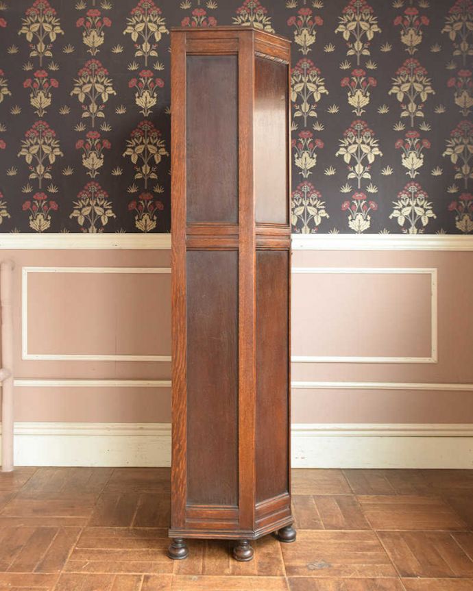 ワードローブ　アンティーク家具　英国スタイルのアンティーク家具、収納力のあるワードローブ。横から見てもステキです。(j-1983-f)