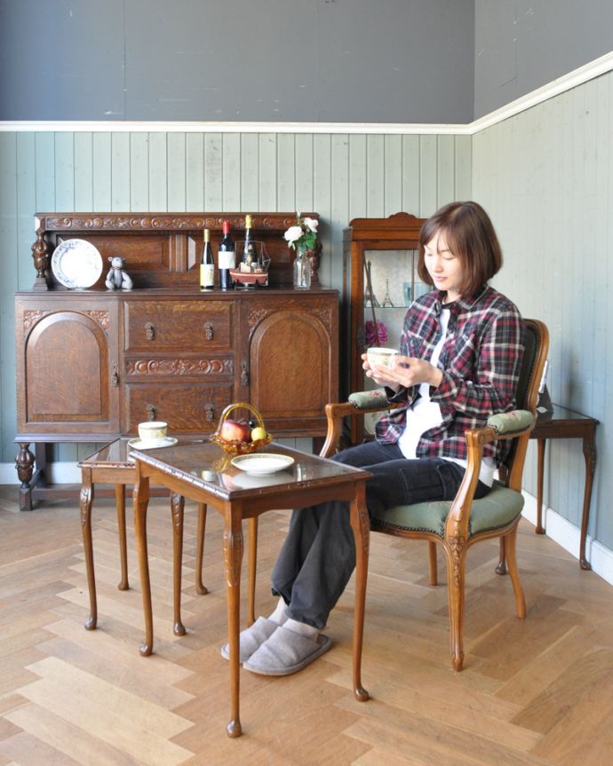 サイドボード　アンティーク家具　英国アンティーク家具、オーク材の上品なサイドボード。。(j-575-f-1)