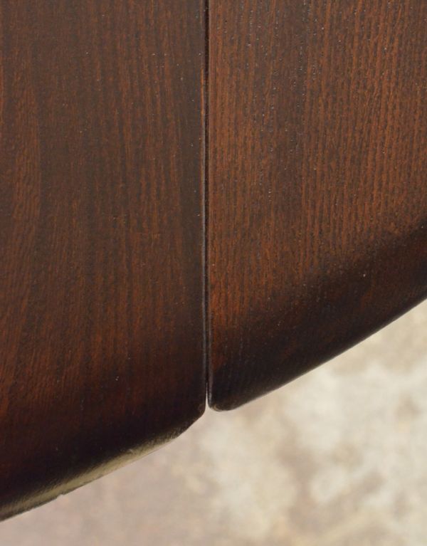 アンティーク家具 アンティークのアーコール家具、ドロップリーフダイニングテーブル。断面もキレイなのでつなぎ目も気になりません。(k-1024-f)