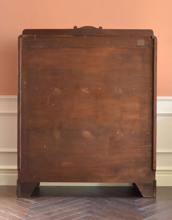 アンティークのキャビネット　アンティーク家具　お花が華やかなアンティークの英国家具、鍵付きのブックケース（本棚）。キチンとメンテナンスしてあるので、裏側もキレイです。(k-1072-f)