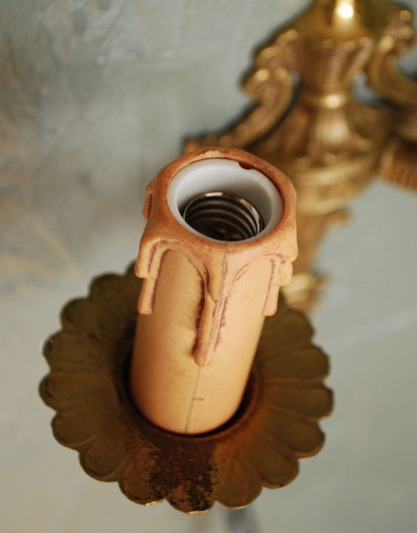 壁付けブラケット 照明・ライティング アンティーク ウォールランプ(ウォールブラケット)。しっかりオーバーホウルをしたので、ご安心下さい。(k-1173-z)