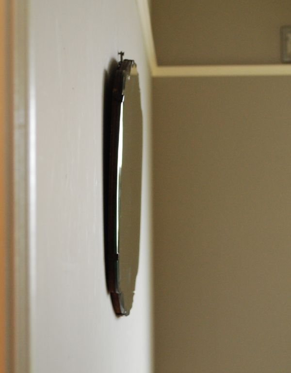 アンティーク カッティングミラー　アンティーク雑貨　シンプルで美しい、英国アンティークカッティングミラー。アンティークのミラーは重みがあります。(k-1206-z)