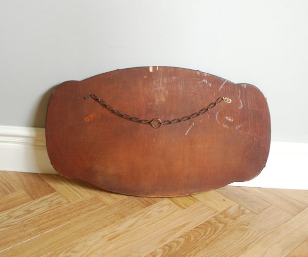 アンティーク カッティングミラー　アンティーク雑貨　シンプルで美しい、英国アンティークカッティングミラー。裏面は木肌です。(k-1206-z)