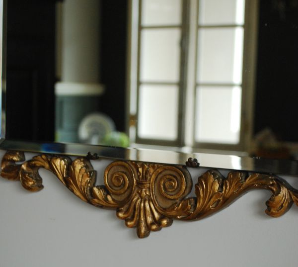 アンティーク カッティングミラー アンティーク雑貨 英国から到着、ATSONEAのアンティークミラー。ゴールド色の装飾。(k-1212-z)