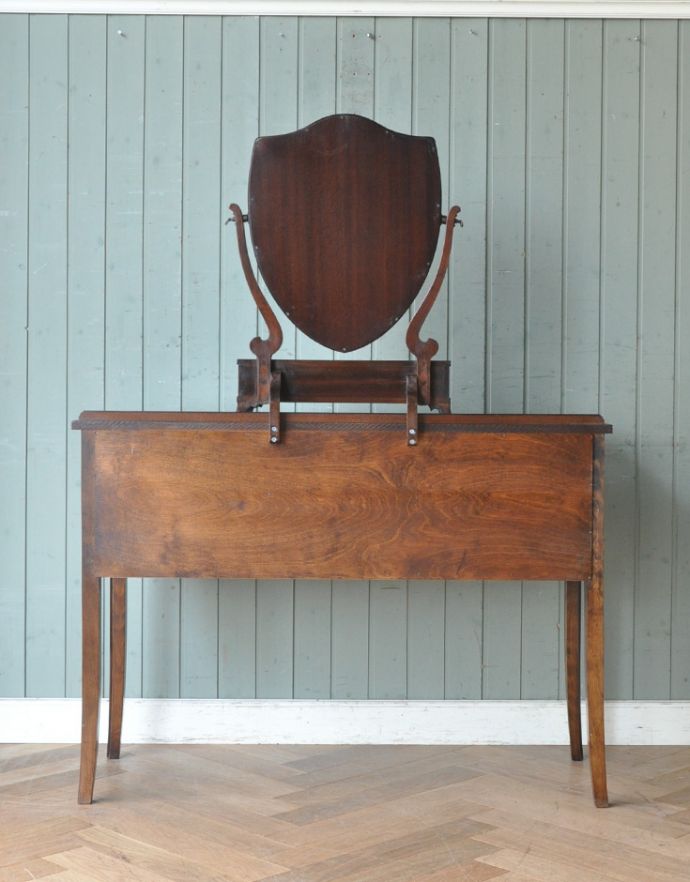 アンティークのドレッサー　アンティーク家具　英国のアンティーク家具、マホガニー材のドレッシングテーブル。きちんとメンテナンスしてあるので、裏側もキレイです。(k-1226-f)