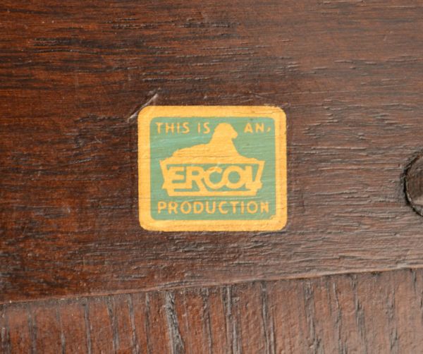 アーコールの家具　アンティーク家具　Ｔ字脚がオシャレなヴィンテージ家具、アーコール社のダイニングテーブル。アーコール社のタグが残っていました。(k-1229-f)