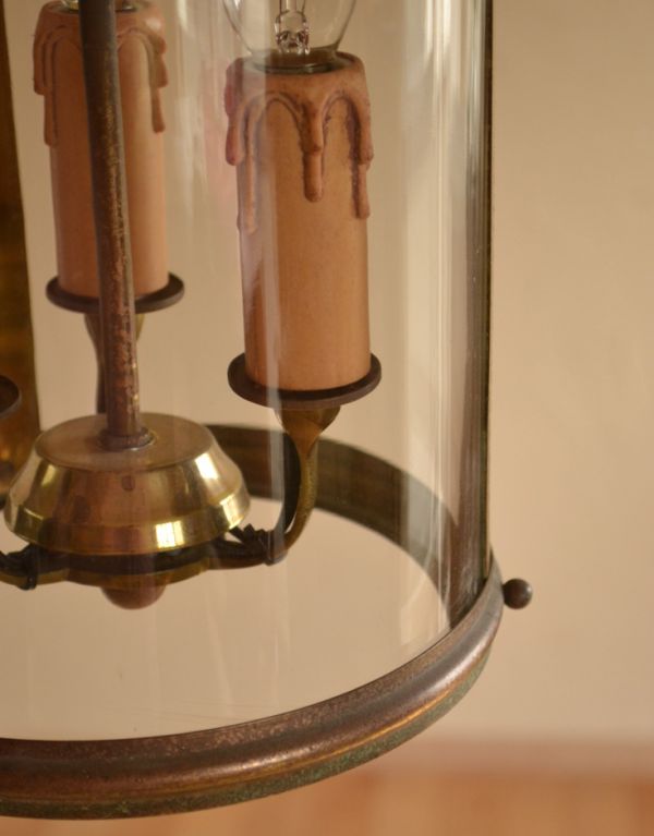 ペンダントライト 照明・ライティング イギリス輸入のアンティーク照明、ガラスシェードのオシャレなペンダントランプ。つるんとしたクリアのガラスです。(k-1269-z)