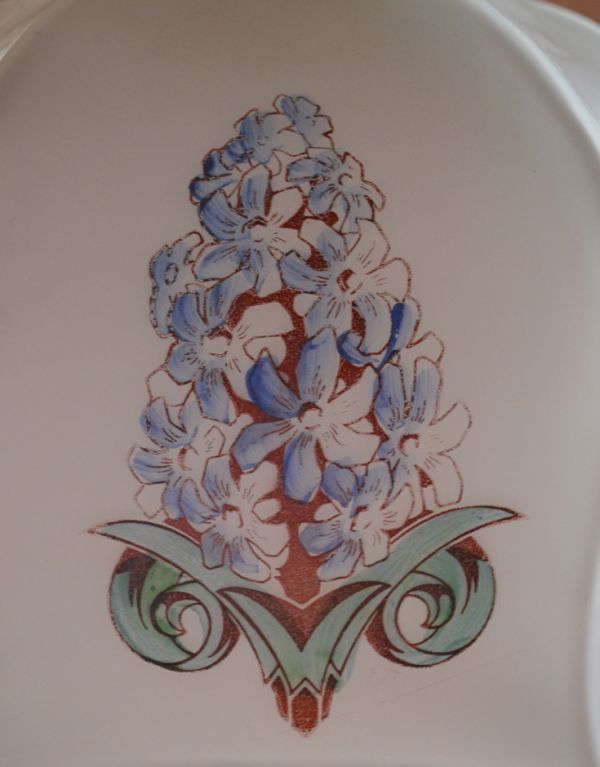 ペンダントライト　照明・ライティング　ヒヤシンスが可愛いイギリスからやってきたアンティークペンダントライト。ヒヤシンスがレトロなタッチで描かれています。(k-1279-z)