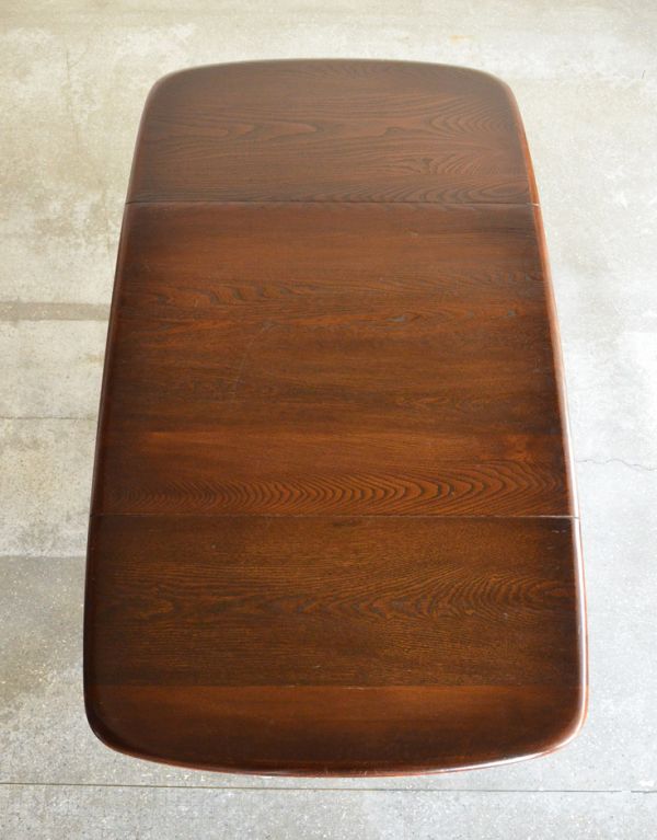 アーコールの家具 アンティーク家具 北欧のヴィンテージ家具、アーコールのドロップリーフダイニングテーブル(伸張式)。スマートな雰囲気に使える四角い天板。(k-1283-f)