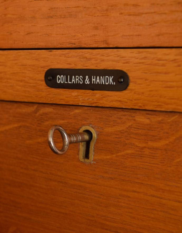 アンティークのキャビネット　アンティーク家具　COMPACTOM（コンパクトム）の洋服箪笥、機能的で美しいアンティーク　ワードローブ。棚にタグがあります。(k-1379-f)