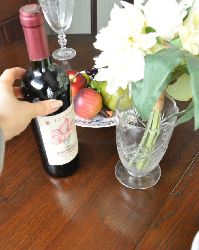 アンティークのテーブル　アンティーク家具　素敵なアンティーク家具、ボビンレッグが上品なゲートレッグテーブル（伸張式テーブル）。木目も美しいテーブル。(k-1391-f)