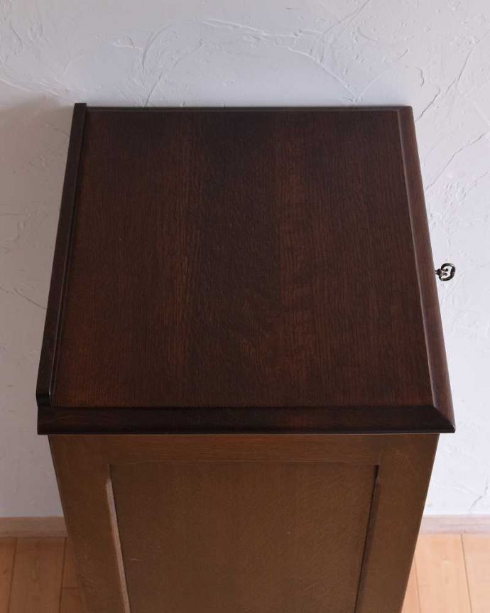 アンティークのチェスト　アンティーク家具　書斎で使える英国アンティーク家具、蛇腹式の扉がお洒落なファイリングキャビネット。天板もキレイな状態です。(k-1652-f)