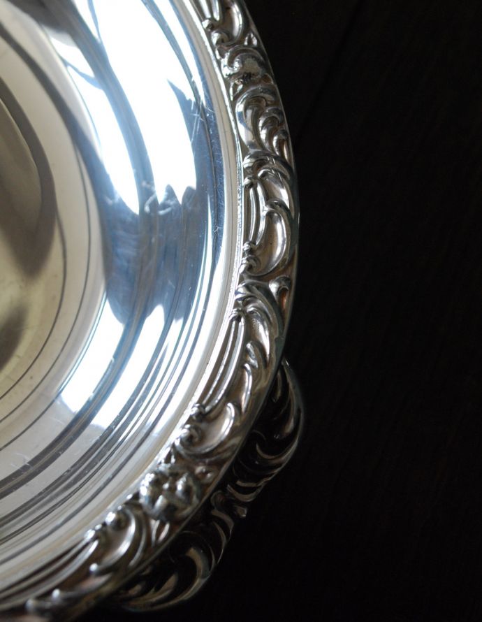 アンティークの銀食器、イギリスのシルバープレートディッシュ(お皿