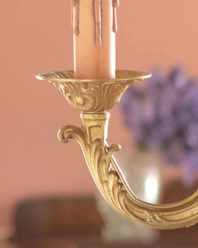 シャンデリア 照明・ライティング フランス輸入のアンティークシャンデリア、エレガントな真鍮製3灯タイプのシャンデリア(E17シャンデリア球付)。しっかりオーバーホウルをしたので、ご安心下さい。(k-1710-z)