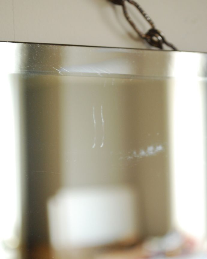 カッティングが美しい英国アンティークの壁掛け鏡、横長のアンティーク