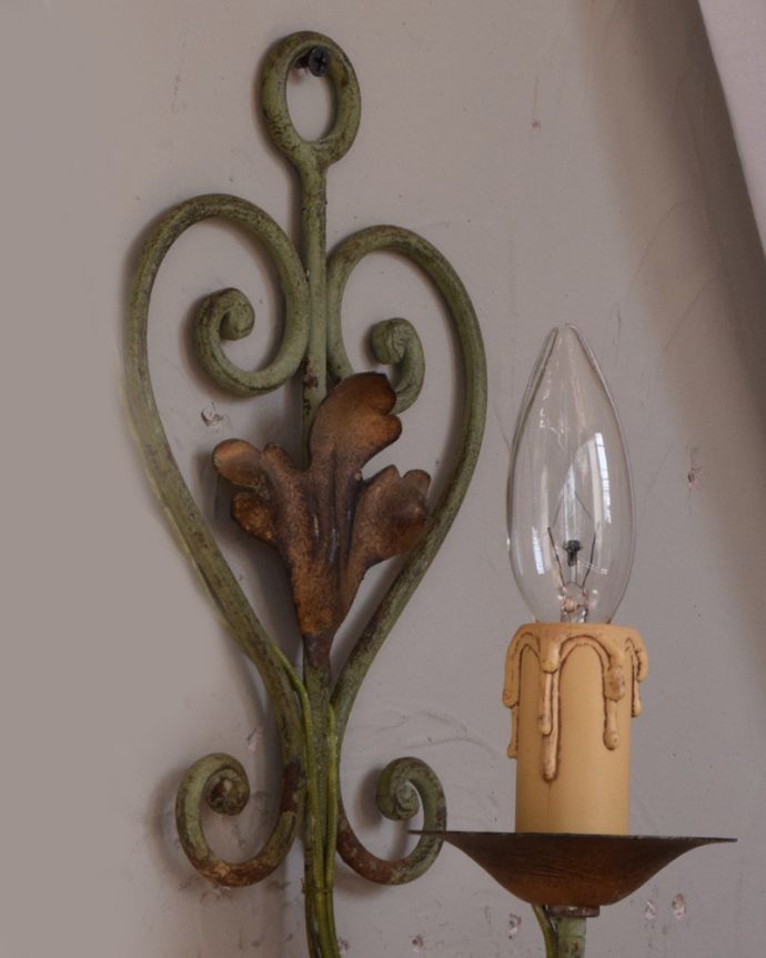 フランス輸入のアンティーク照明、ウォールブラケット（1灯）（E17