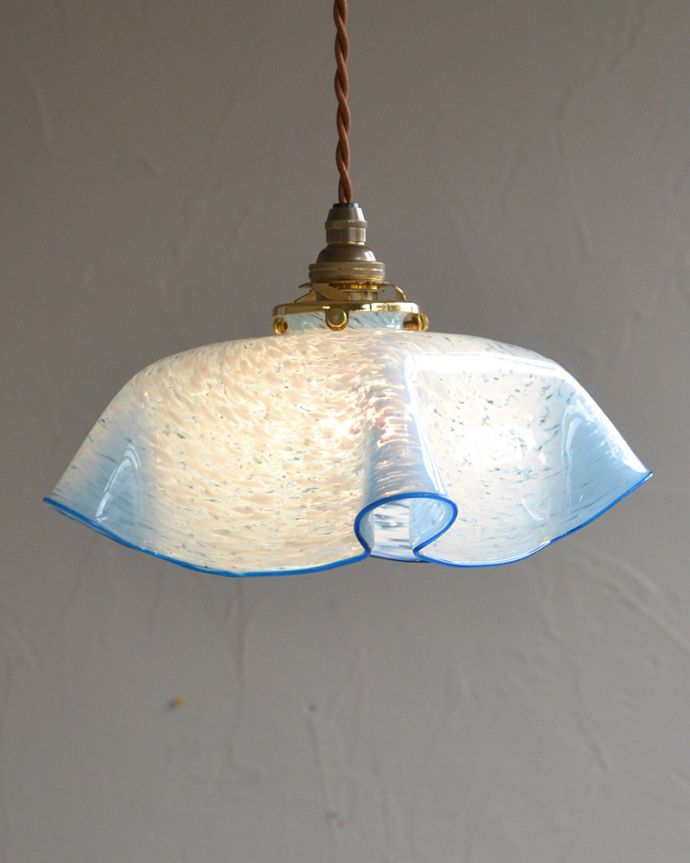 ペンダントライト 照明・ライティング マーブル模様がキレイなアンティーク シェード(コード・シャンデリア電球・ギャラリーA付き)。1つでも存在感たっぷり。(k-2016-z)