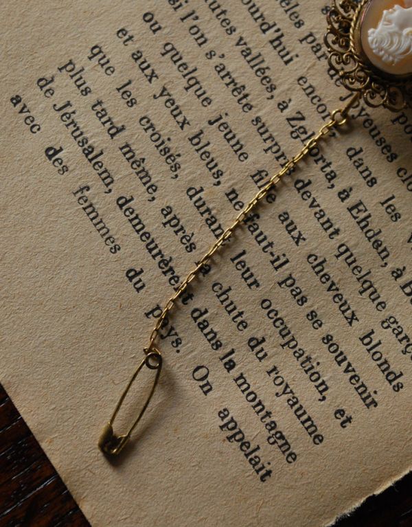 イギリスアンティークカメオ チェーン付きブローチ(m-1163-z