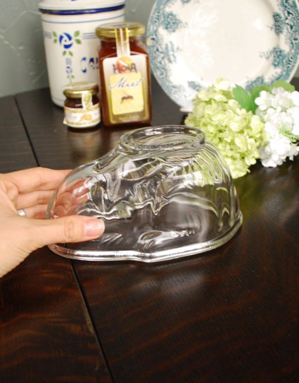 アンティークガラスのキッチン雑貨 ウサギのゼリーモールド（大）(m