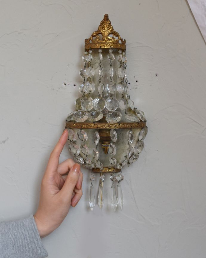 壁付けブラケット 照明・ライティング フランスアンティーク照明、ウォールブラケット(壁付けシャンデリア)(E17シャンデリア球付)。存在感のある素敵なアンティークのウォールランプです。(m-1328-z)