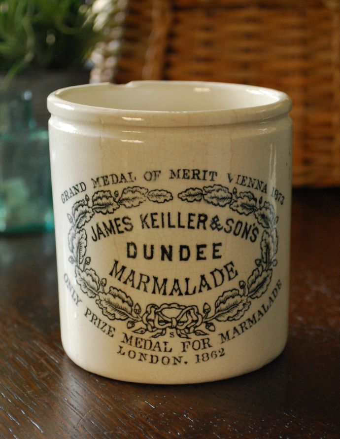 イギリスアンティークの陶器ジャー 、マーマレードジャー(m-1379-z
