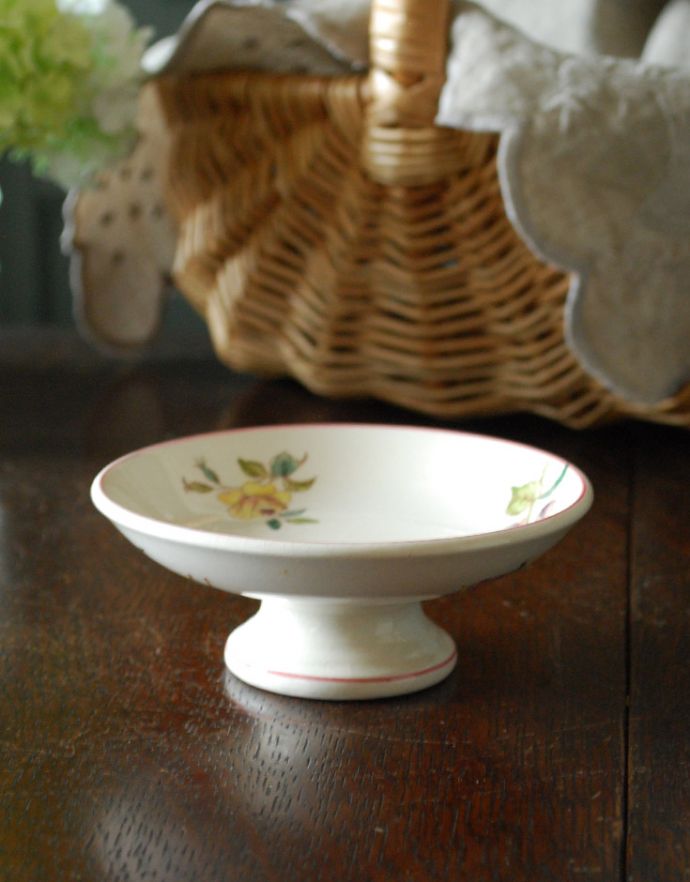 テーブルウェア(食器)　アンティーク雑貨　Lonchamp製（ロンシャン）フランスアンティークのおままごと食器セット。マカロンやスコーンを乗せてはいかがでしょう？【コンポート】直径11.7×高さ4.7cm。(m-1464-z)