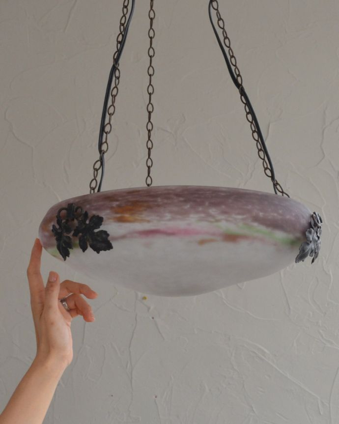 シャンデリア 照明・ライティング 大人っぽいパープルのミューラーハンギングボウルランプ(E17球付)(2灯)。直結シーリングタイプでお届けいたします。(m-1465-z)