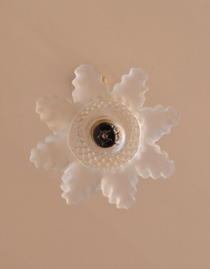 ペンダントライト　照明・ライティング　華やかなシルエット＆ドット模様のアンティークペンダントライト（コード・シャンデリア電球付き・ギャラリーなし）。下から見るとこんな感じです。(m-1476-z)