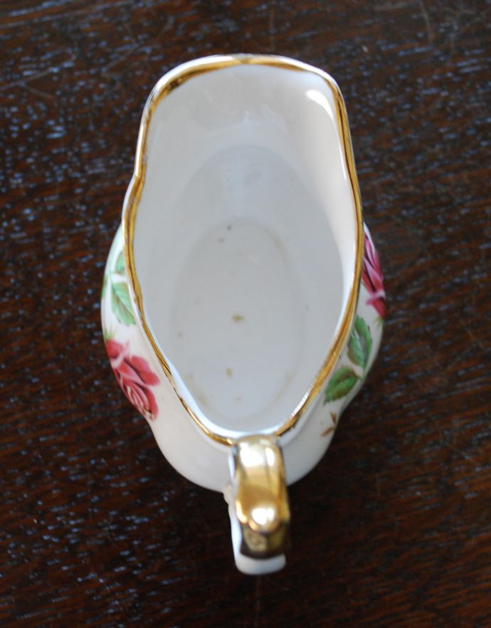 テーブルウェア(食器) アンティーク雑貨 美しい薔薇がデザインされたアンティークミルクポット。上から見るとこんな感じです。(m-1487-z)