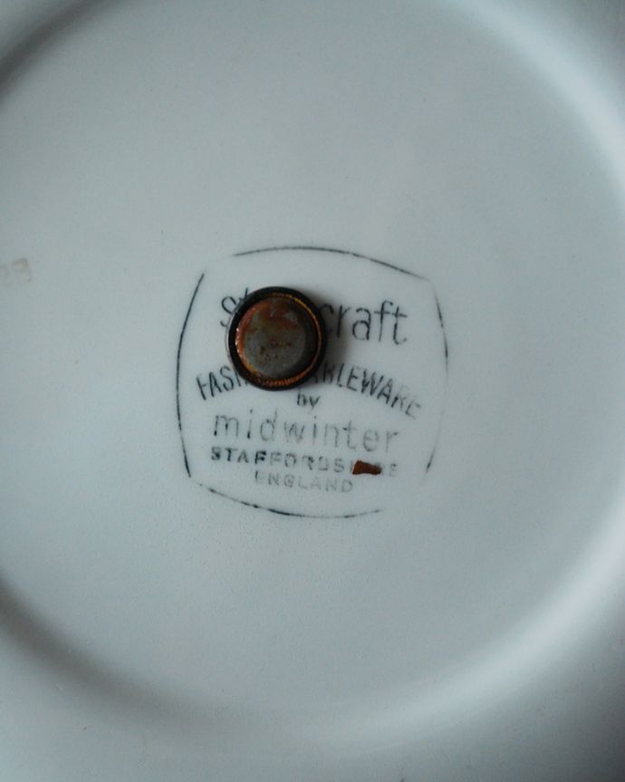 アンティーク 陶磁器の雑貨 アンティーク雑貨 お花柄が可愛い、ミッドウィンター社のアンティークコンポート(ケーキスタンド)。バックスタンプです。(m-1545-z)